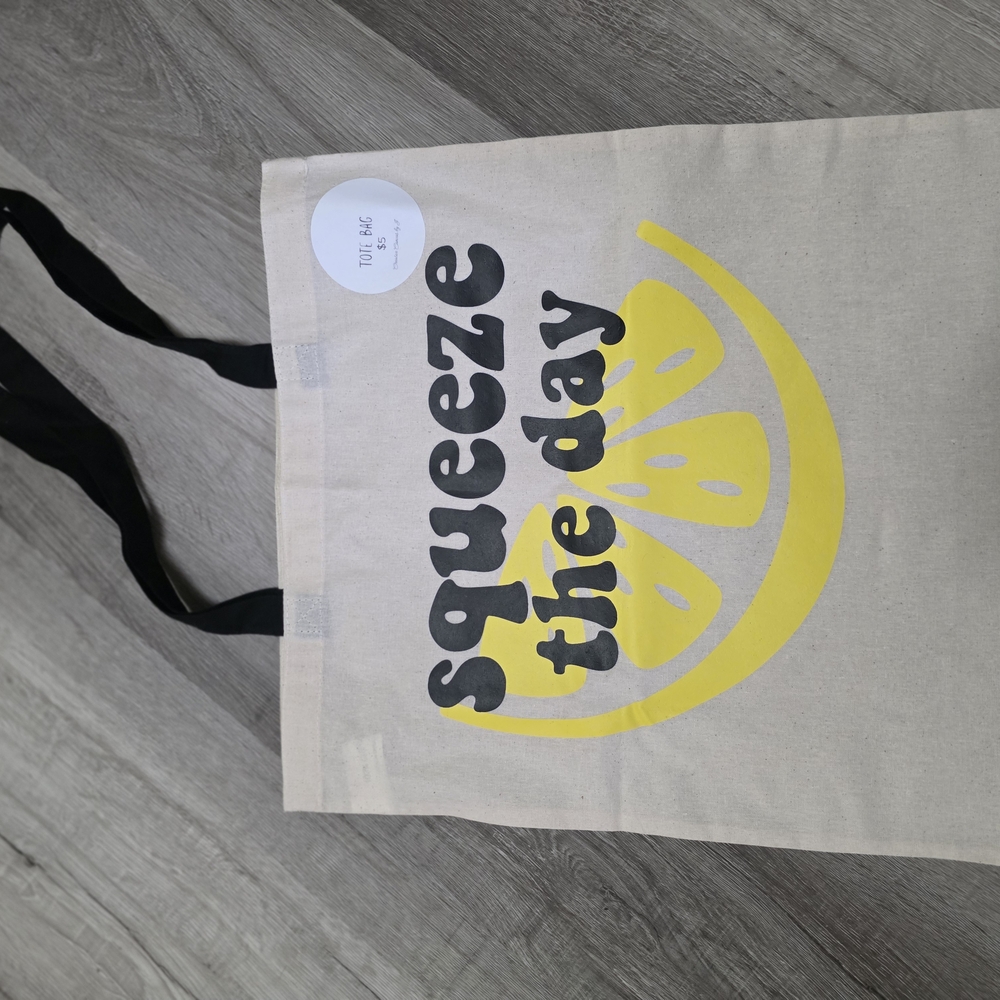 Canvas Tote Bag with Lemon Print